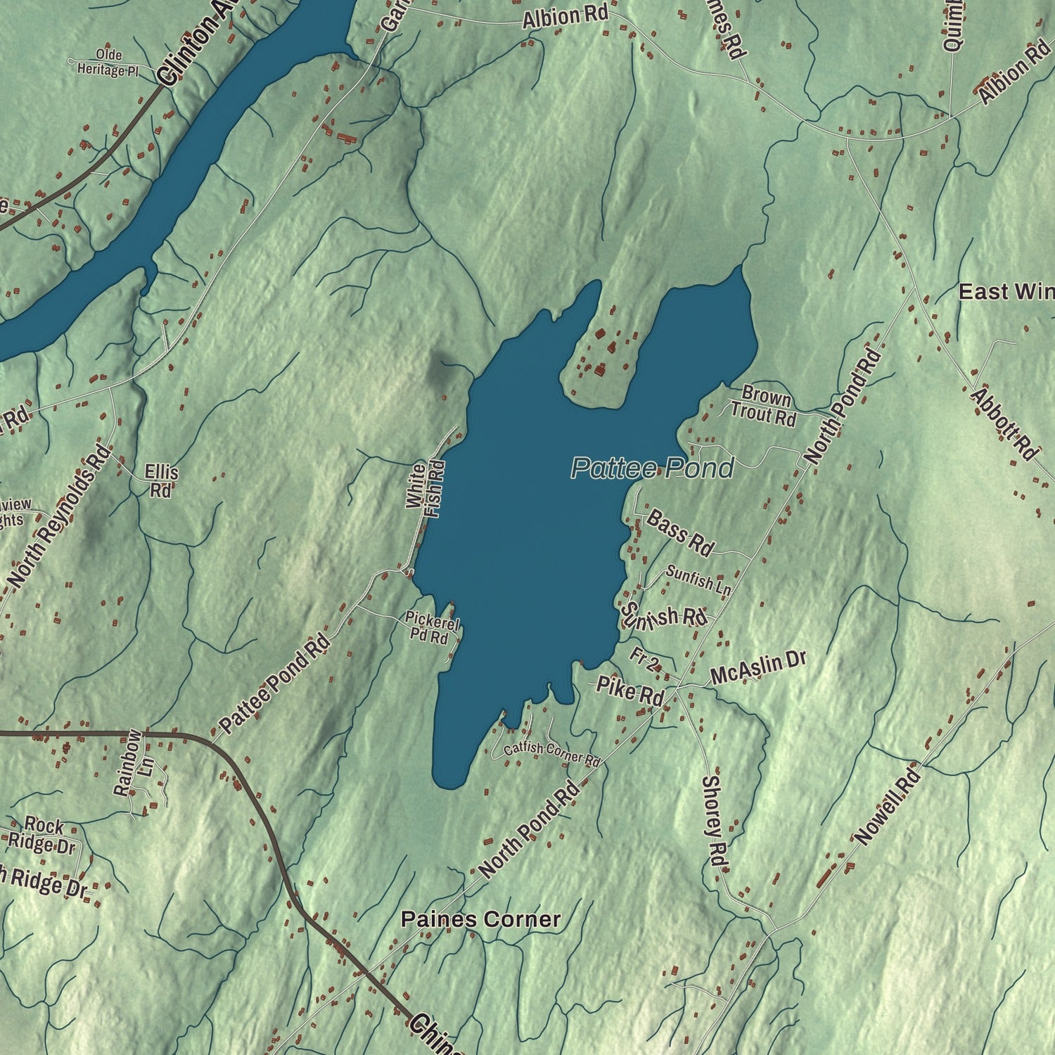 Terrain and local geography detail from the Winslow, Maine map