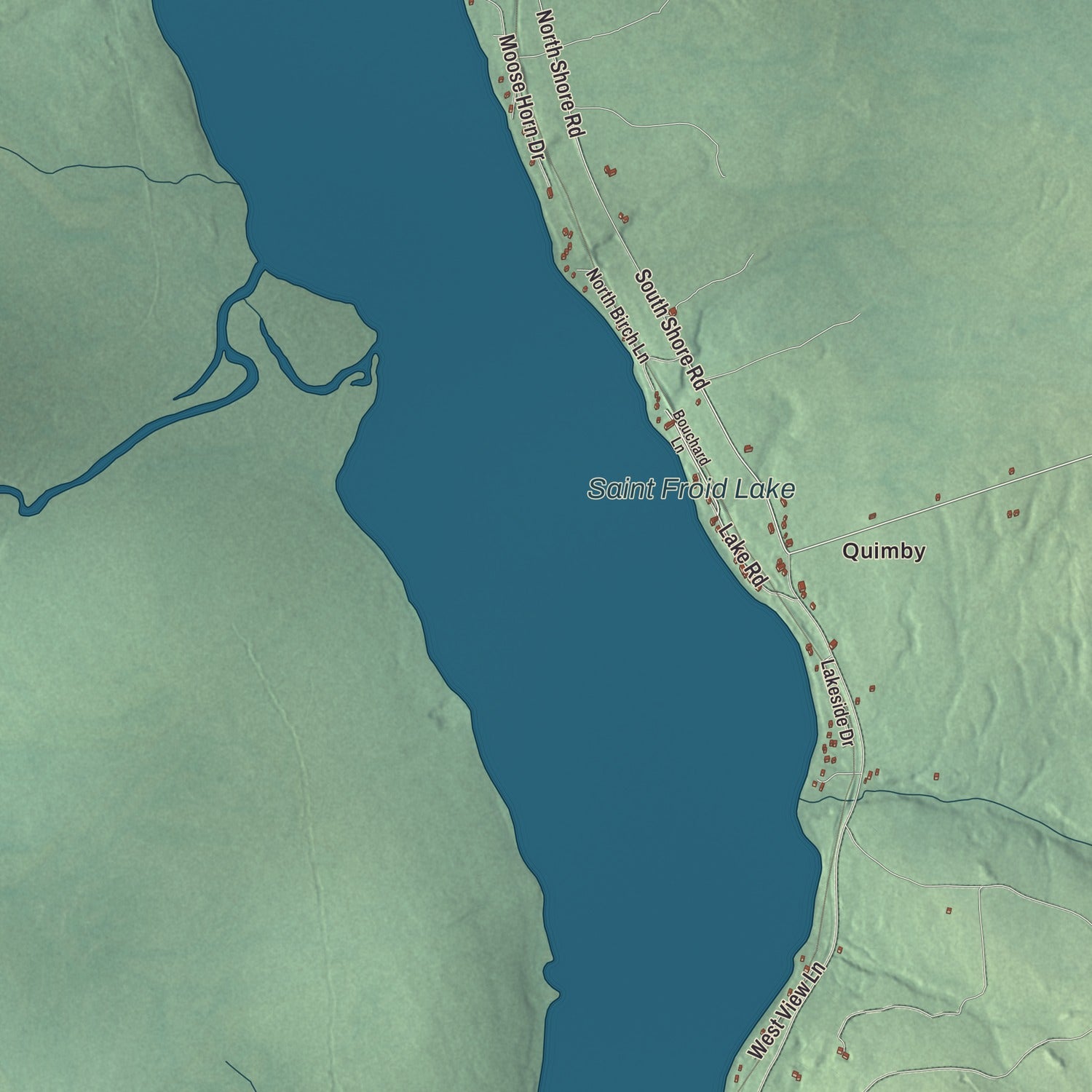 Terrain and local geography detail from the Winterville, Maine map