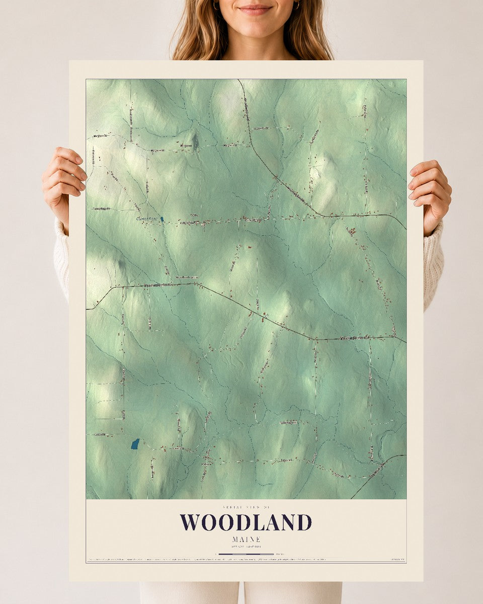 Woodland, Maine map print - 24 x 36 archival matte print