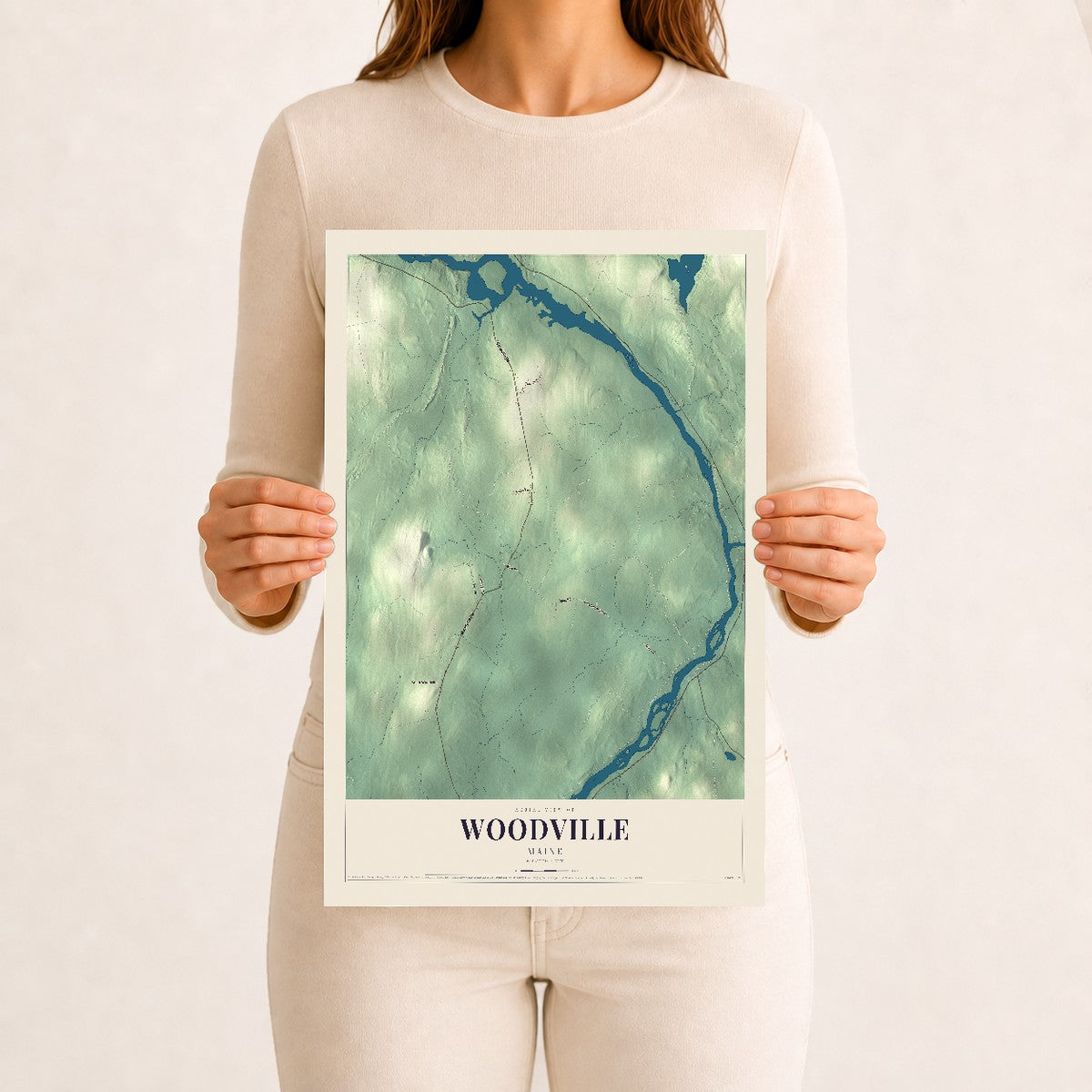 Woodville, Maine map print - 12 x 18 archival matte print