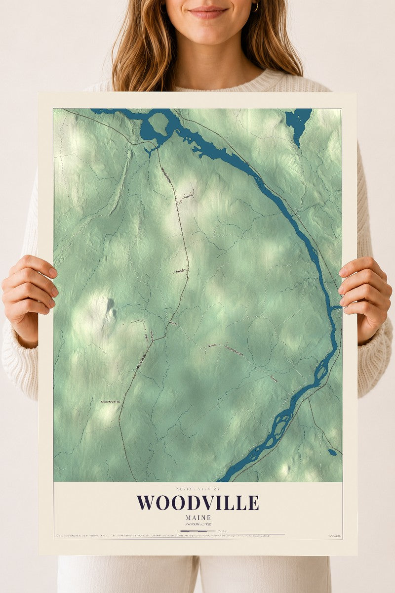 Woodville, Maine map print - 18 x 24 archival matte print