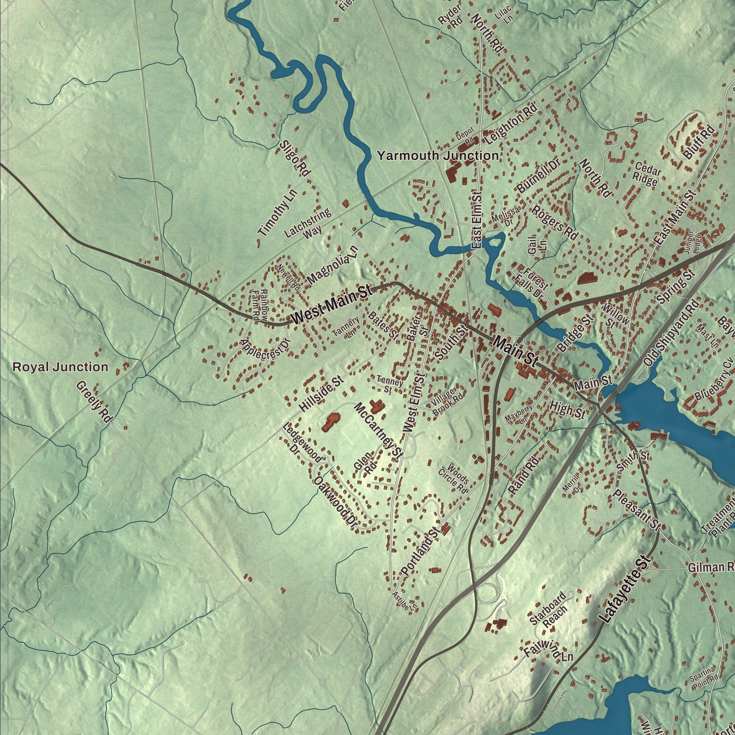 Street and neighborhood detail from the Yarmouth, Maine map
