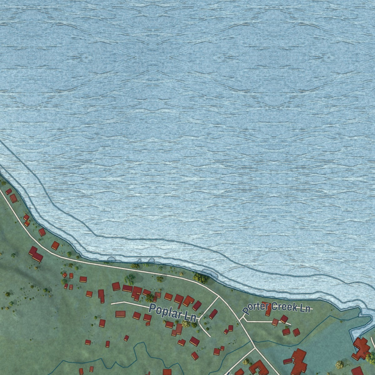 Close-up of the map of Advance, Michigan print showing street and building detail