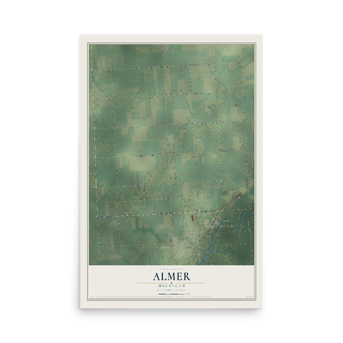 Map of Almer, Michigan, 12 x 18 inch unframed archival matte print