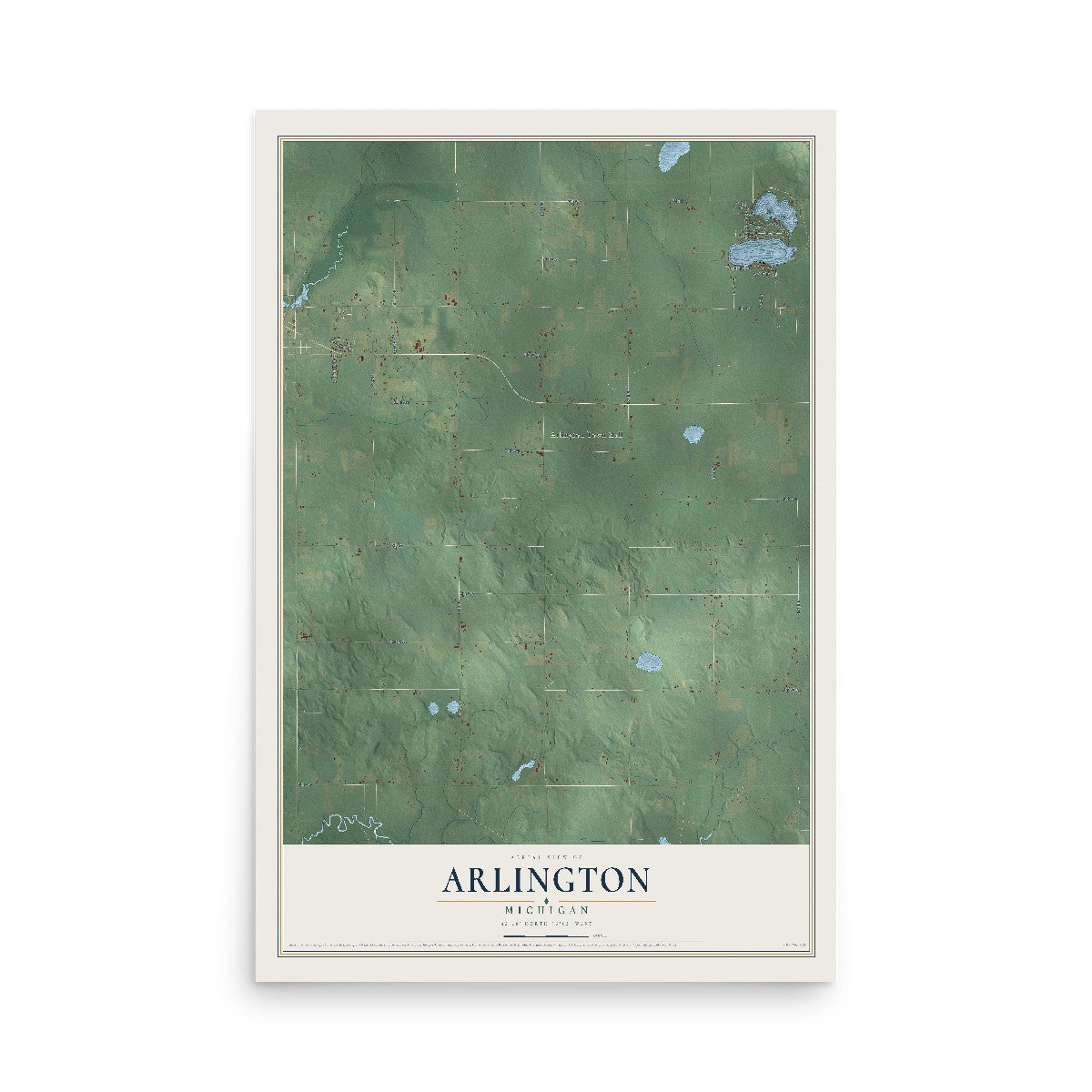 Map of Arlington, Michigan, 12 x 18 inch unframed archival matte print