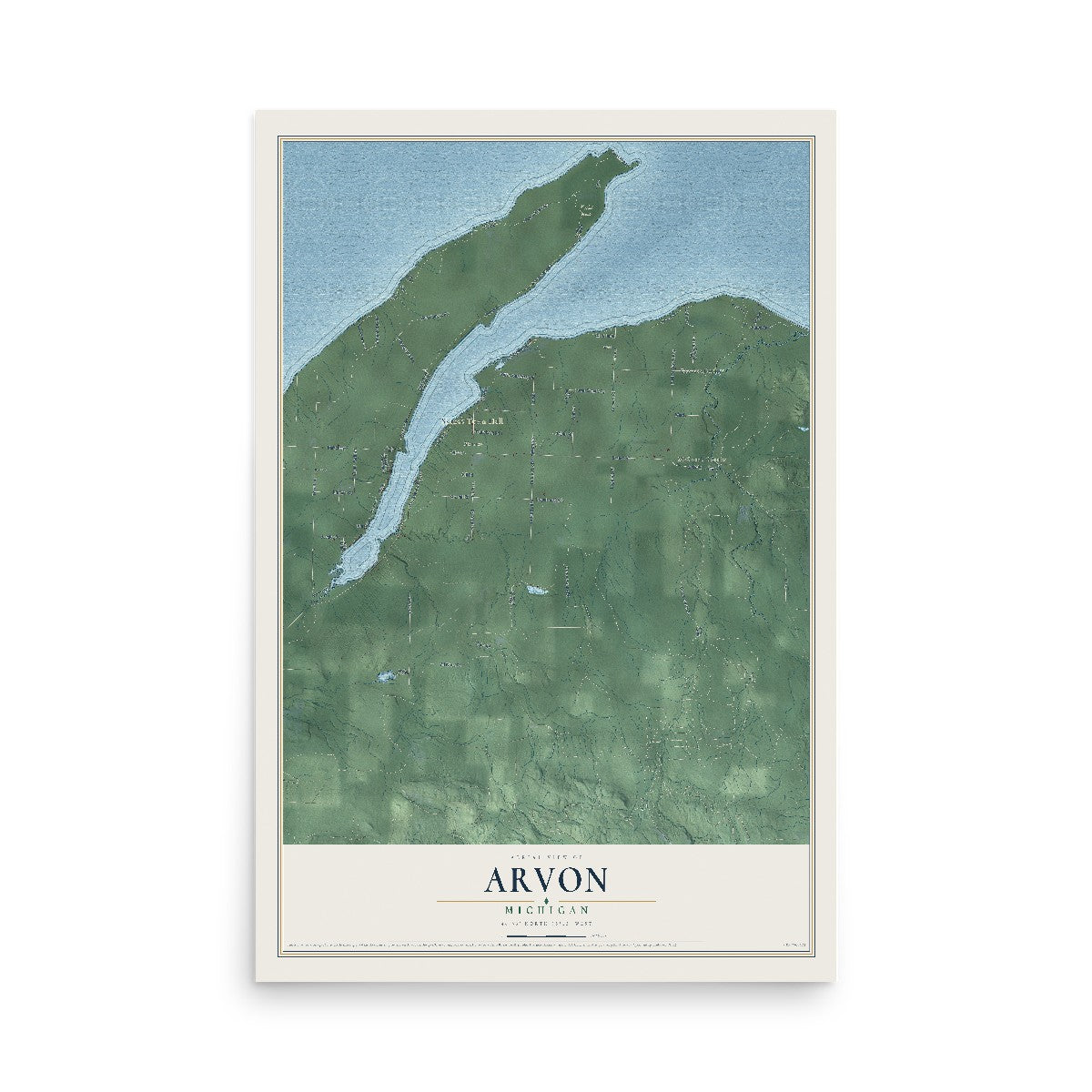 Map of Arvon, Michigan, 12 x 18 inch unframed archival matte print