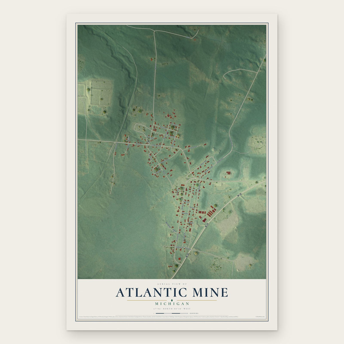 Atlantic Mine, Michigan map print, the full design