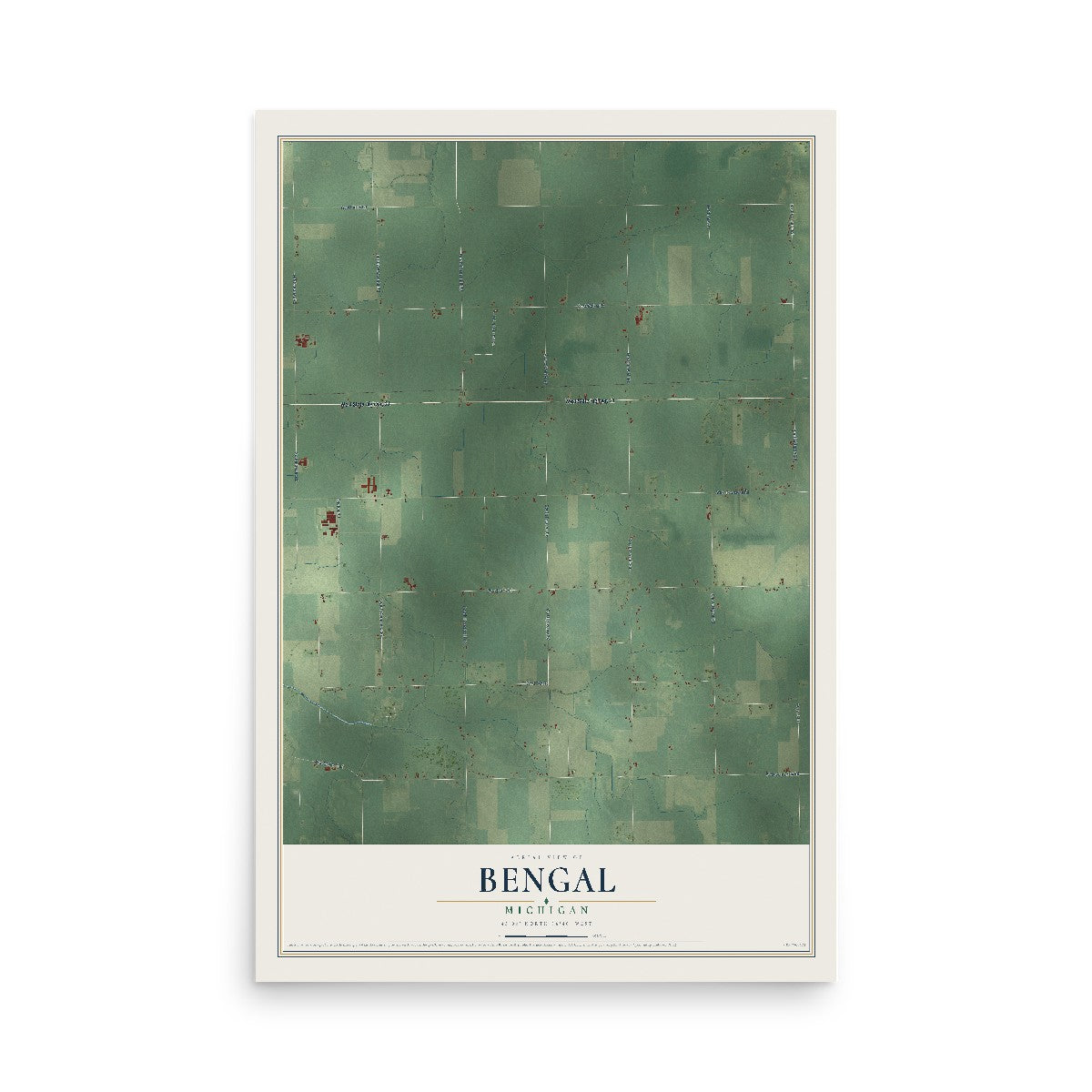 Map of Bengal, Michigan, 12 x 18 inch unframed archival matte print
