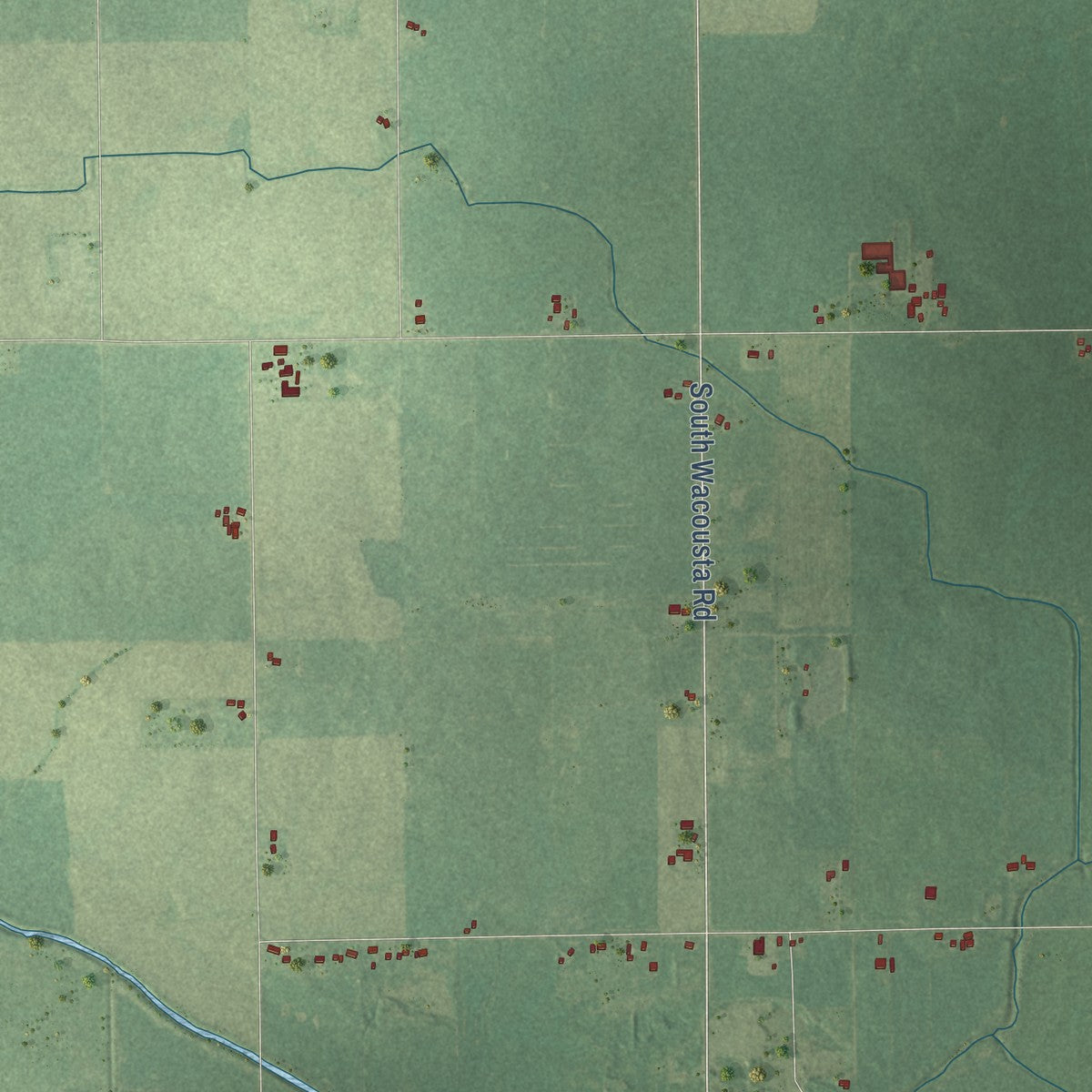 Second close-up of the map of Bengal, Michigan print showing more streets and buildings