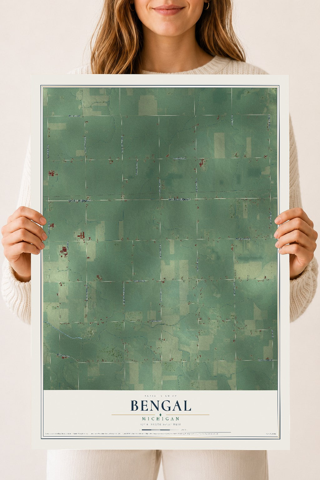 Map of Bengal, Michigan, 18 x 24 inch unframed archival matte print