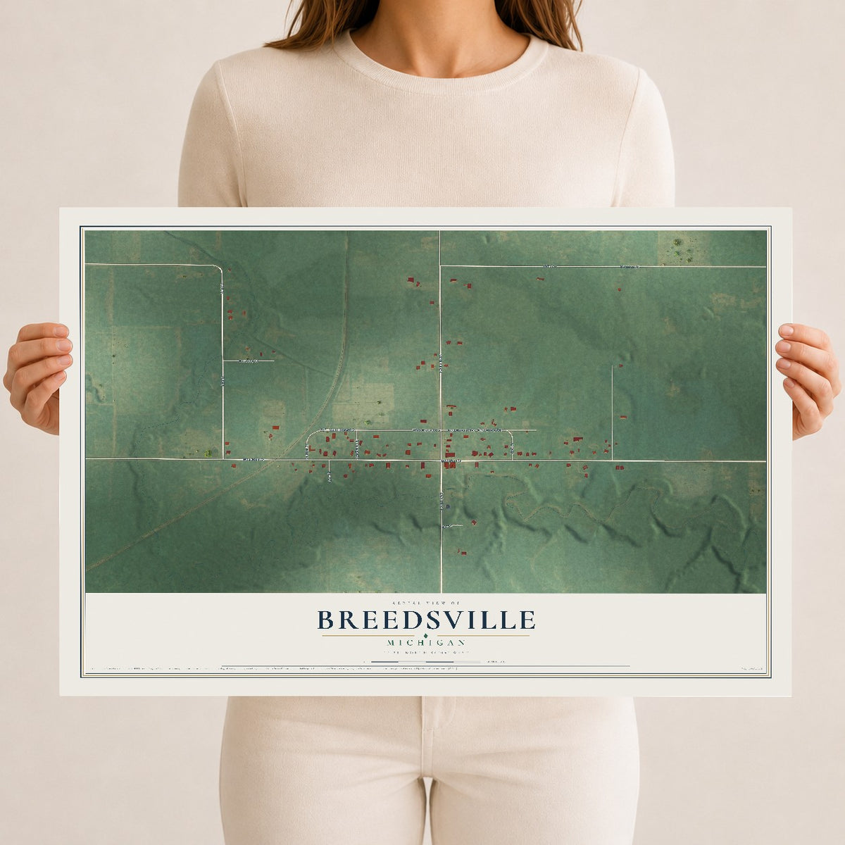 Map of Breedsville, Michigan, 12 x 18 inch unframed archival matte print
