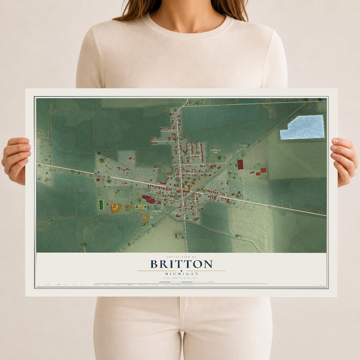 Map of Britton, Michigan, 12 x 18 inch unframed archival matte print