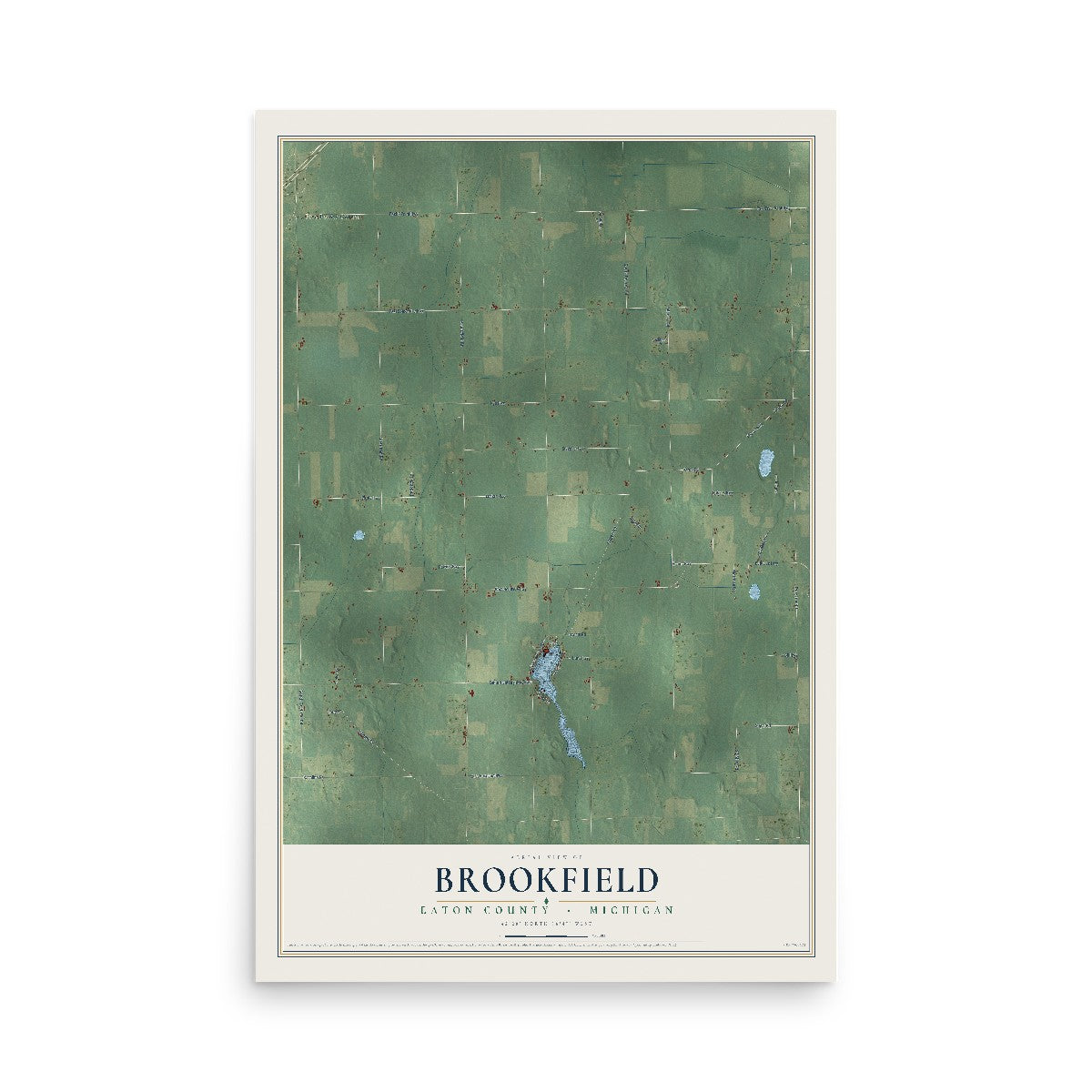 Map of Brookfield, Eaton County, Michigan, 12 x 18 inch unframed archival matte print