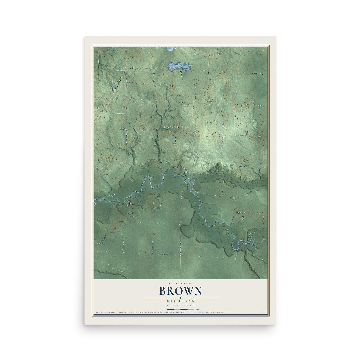 Map of Brown, Michigan, 12 x 18 inch unframed archival matte print