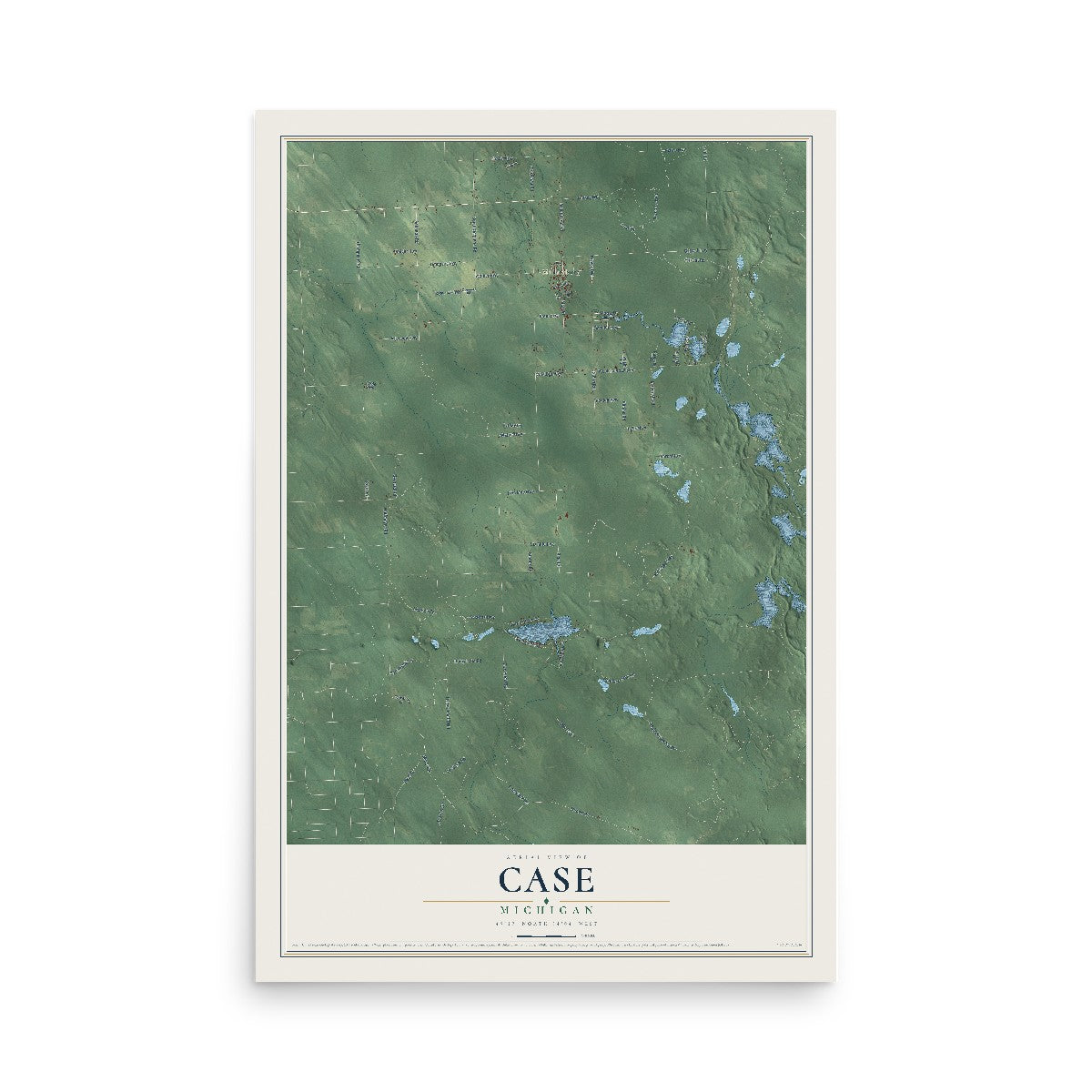 Map of Case, Michigan, 12 x 18 inch unframed archival matte print
