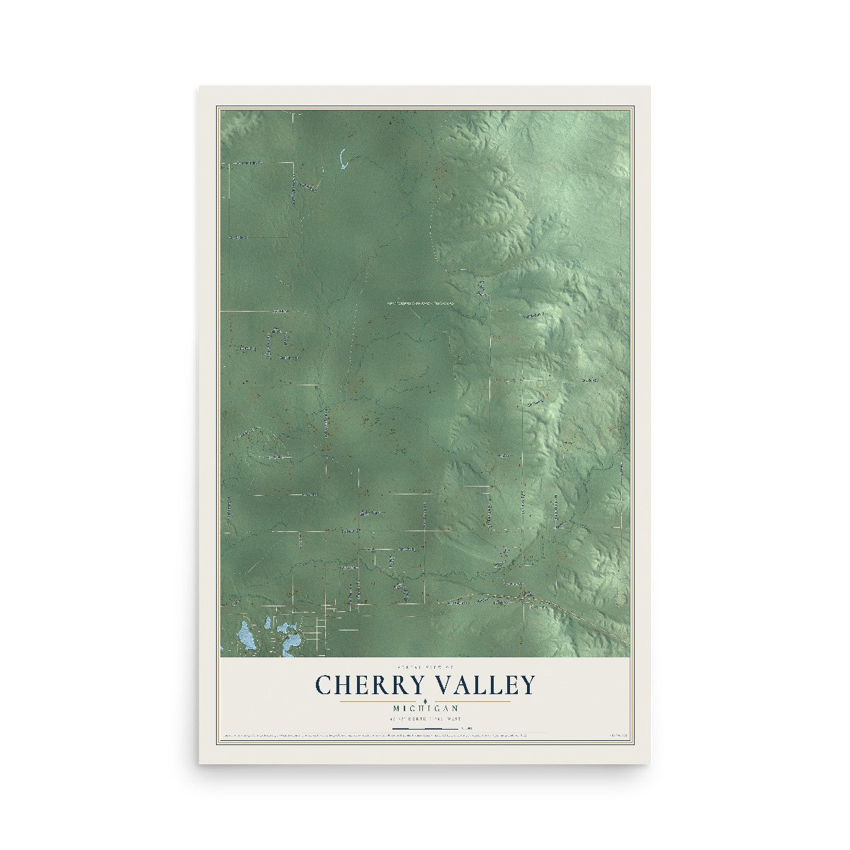 Map of Cherry Valley, Michigan, 12 x 18 inch unframed archival matte print