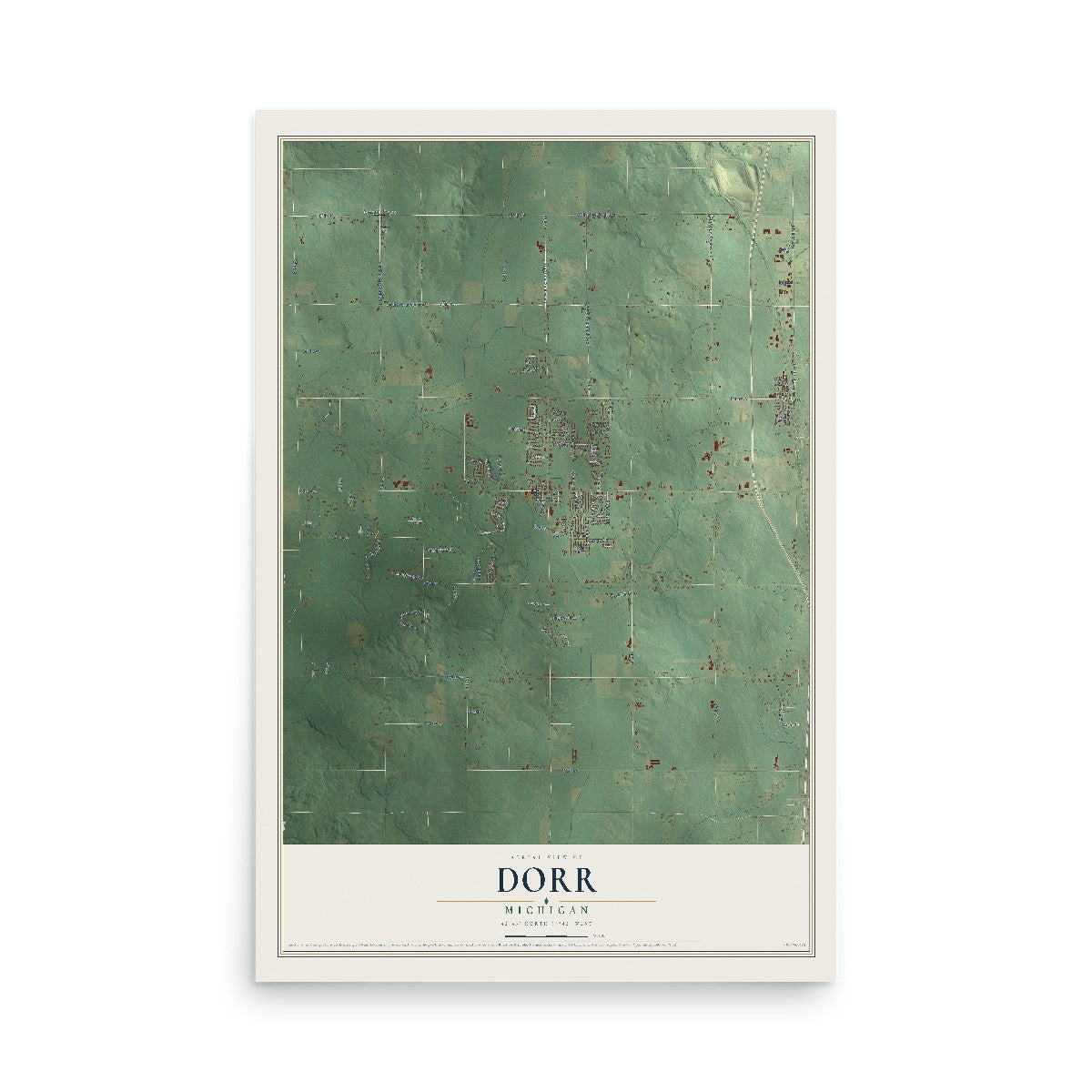 Map of Dorr, Michigan, 12 x 18 inch unframed archival matte print