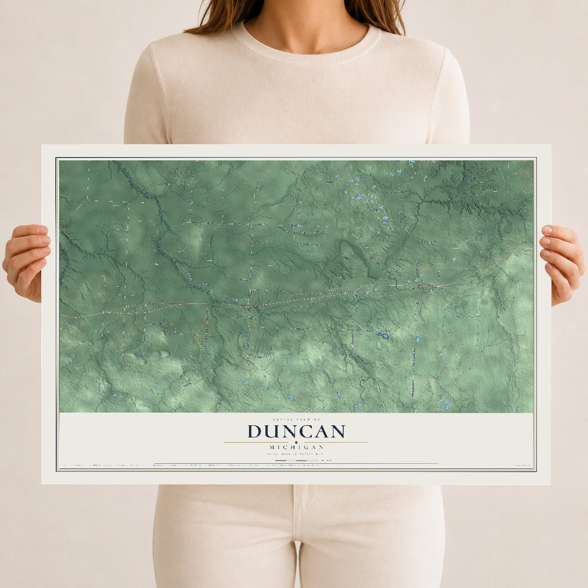 Map of Duncan, Michigan, 12 x 18 inch unframed archival matte print