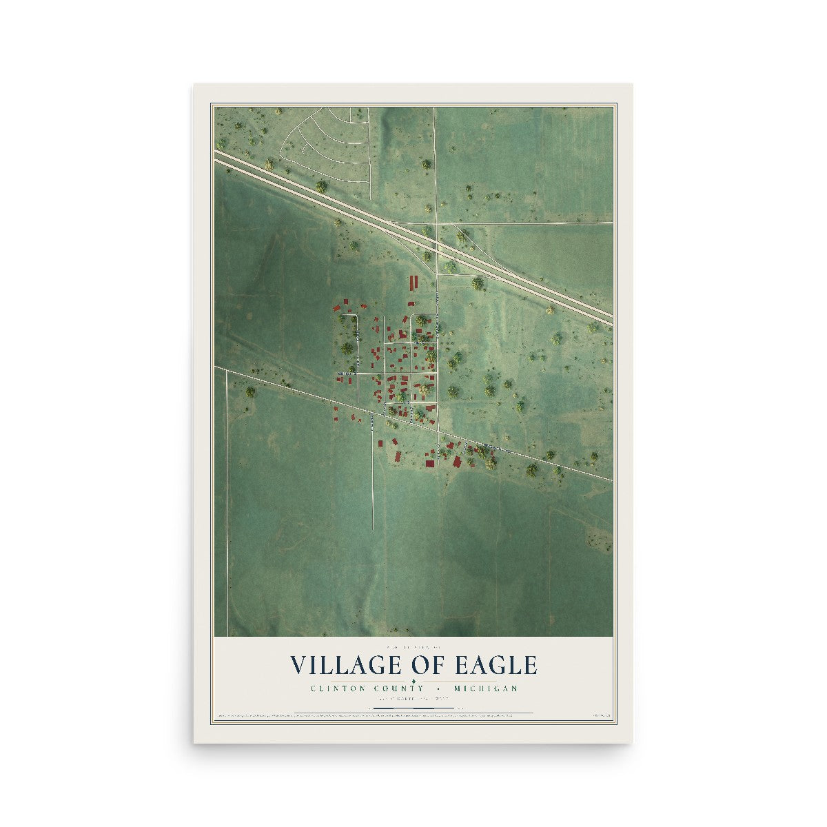 Map of Eagle, Michigan, 12 x 18 inch unframed archival matte print