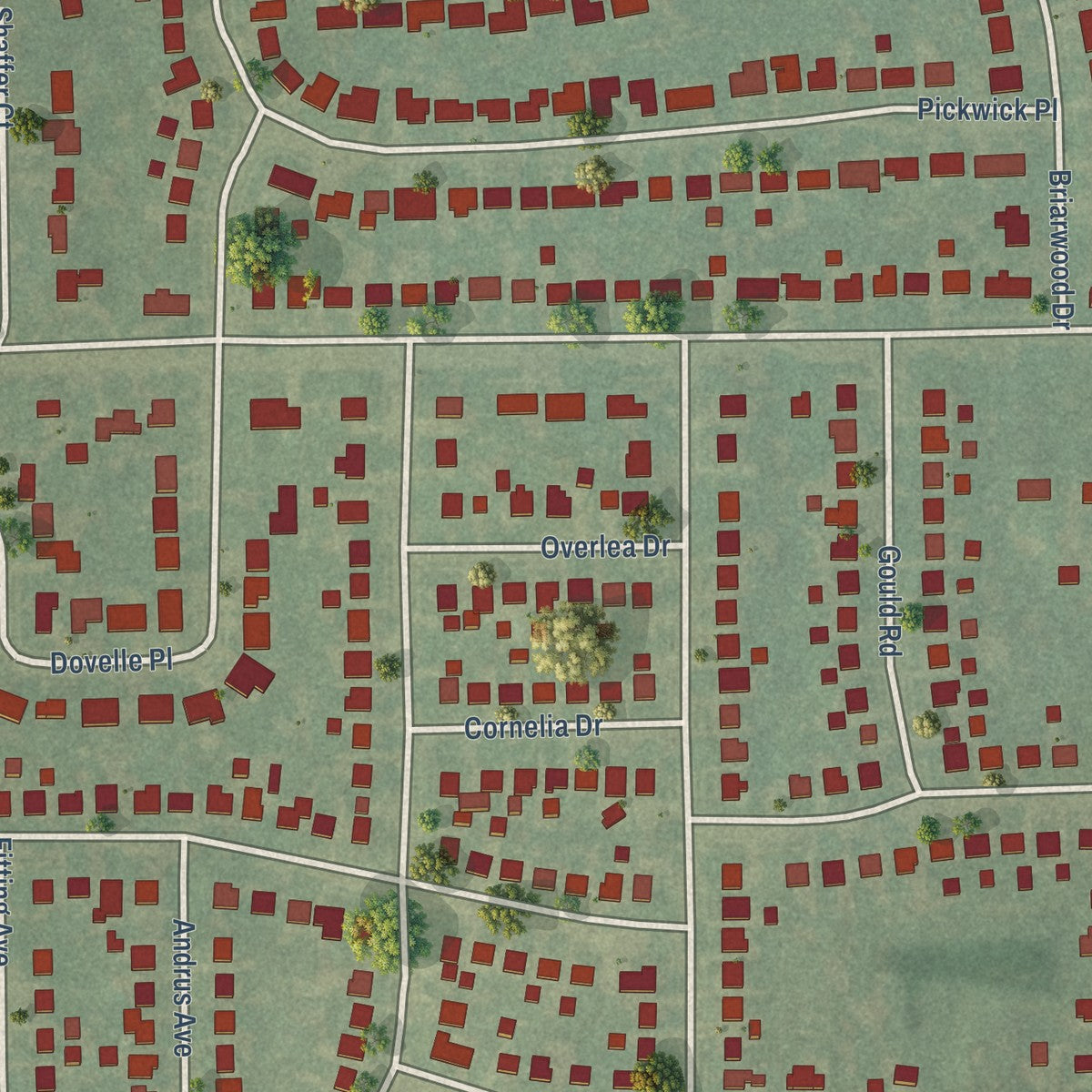 Close-up of the map of Edgemont Park, Michigan print showing street and building detail