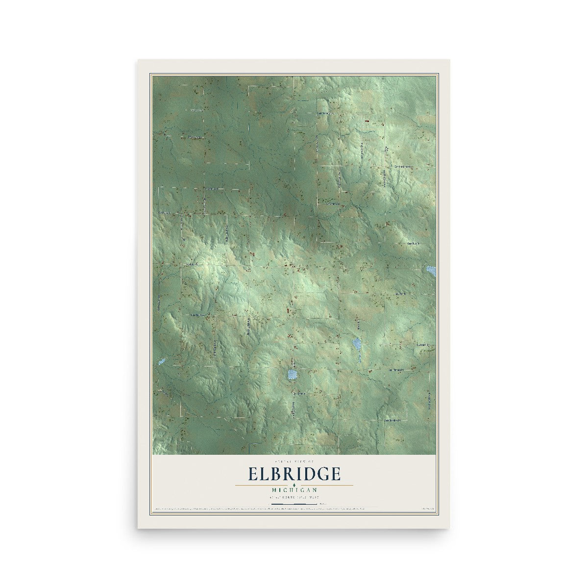 Map of Elbridge, Michigan, 12 x 18 inch unframed archival matte print