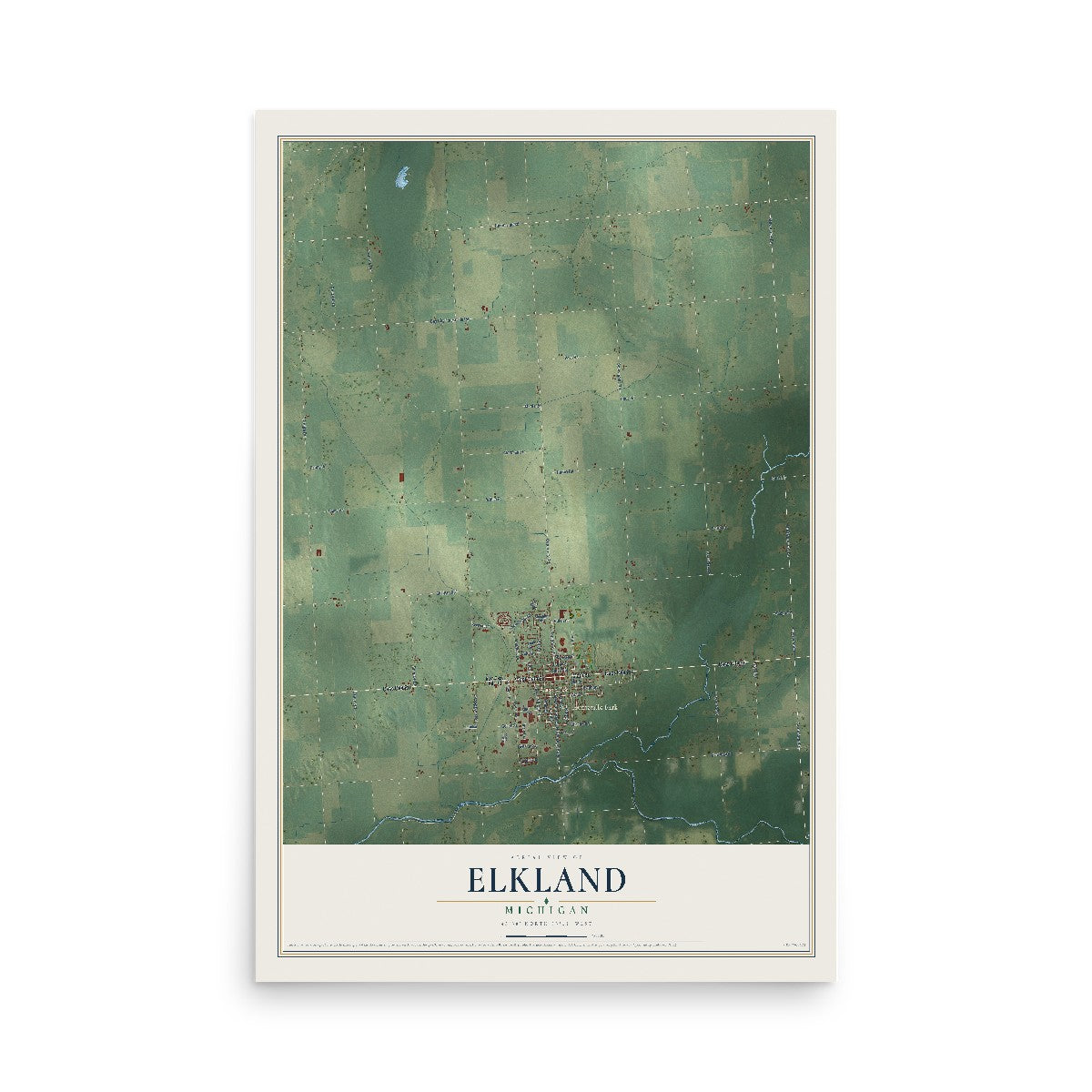 Map of Elkland, Michigan, 12 x 18 inch unframed archival matte print
