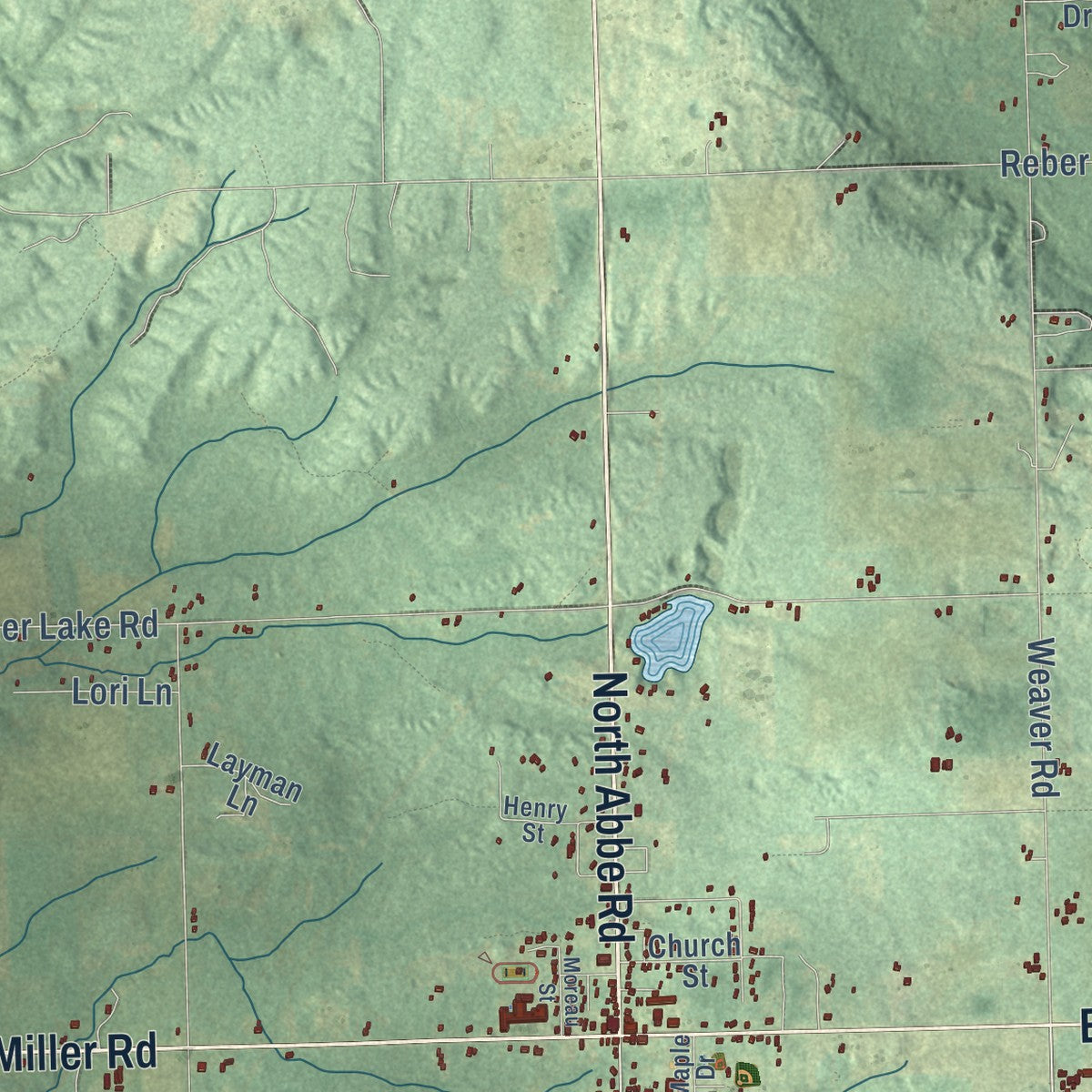 Close-up of the map of Fairview, Michigan print showing street and building detail