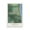 Map of Forestville, Michigan, 12 x 18 inch unframed archival matte print