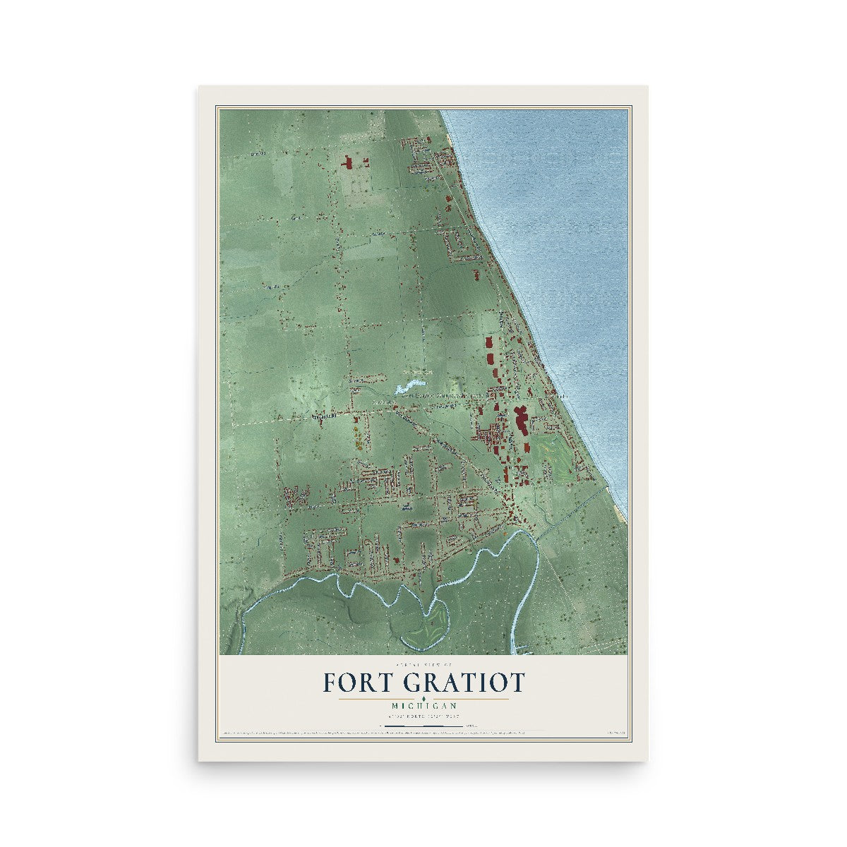 Map of Fort Gratiot, Michigan, 12 x 18 inch unframed archival matte print