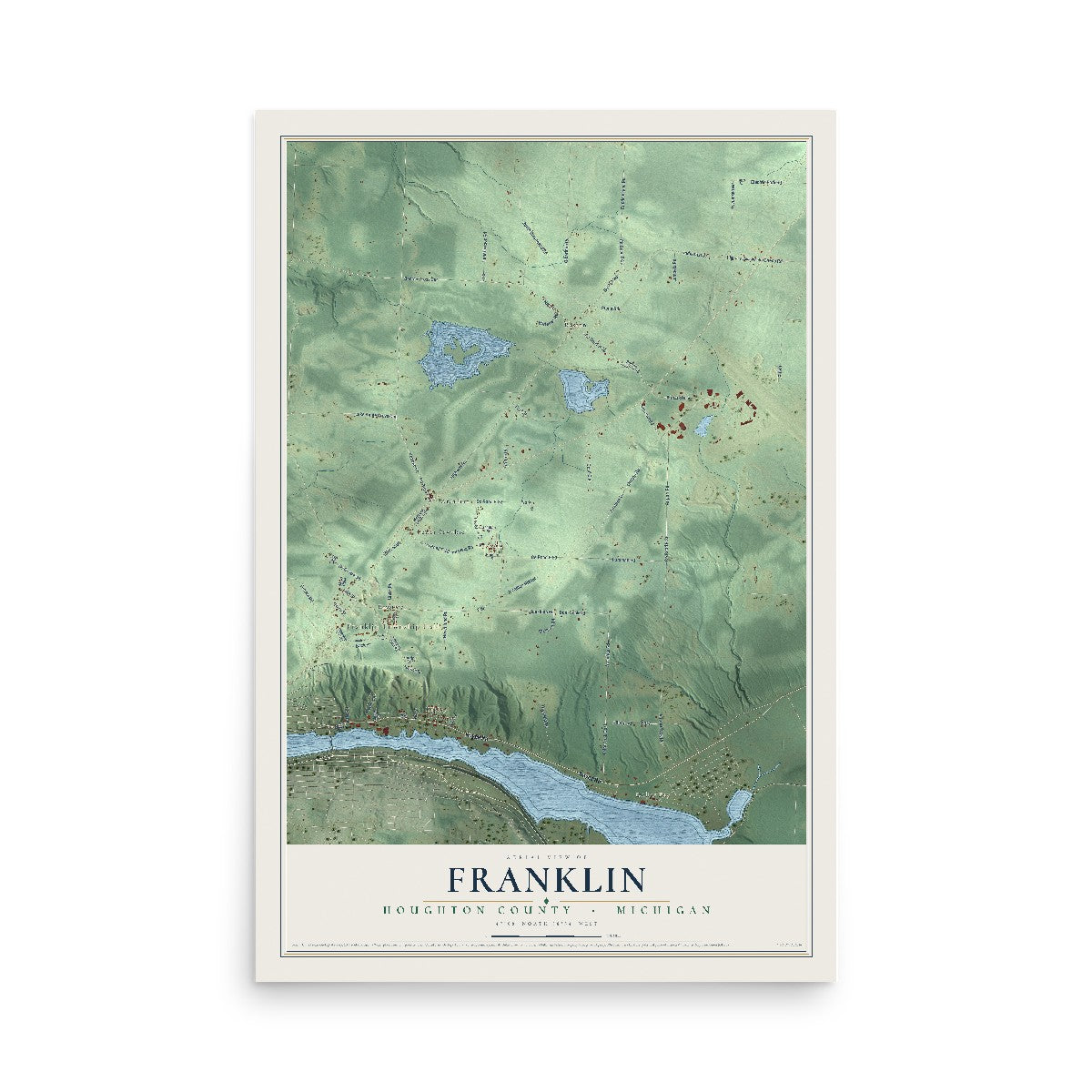 Map of Franklin, Houghton County, Michigan, 12 x 18 inch unframed archival matte print
