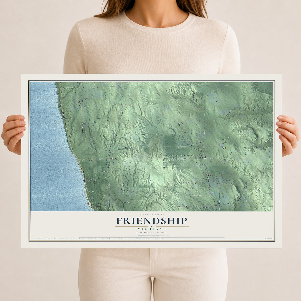 Map of Friendship, Michigan, 12 x 18 inch unframed archival matte print