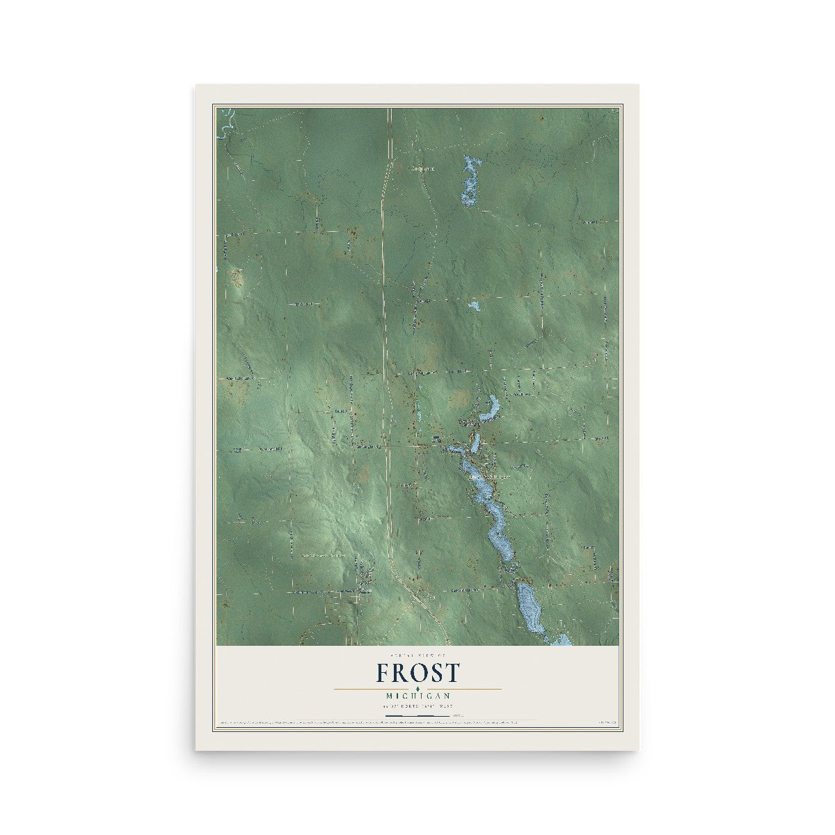 Map of Frost, Michigan, 12 x 18 inch unframed archival matte print