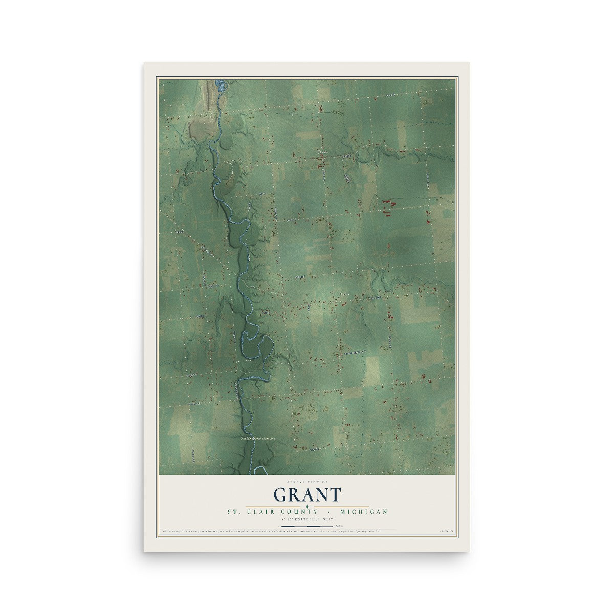 Map of Grant, St. Clair County, Michigan, 12 x 18 inch unframed archival matte print