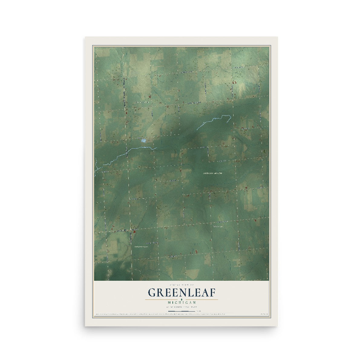 Map of Greenleaf, Michigan, 12 x 18 inch unframed archival matte print
