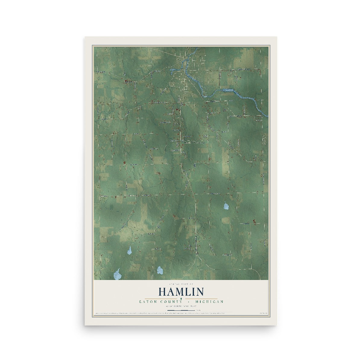 Map of Hamlin, Eaton County, Michigan, 12 x 18 inch unframed archival matte print