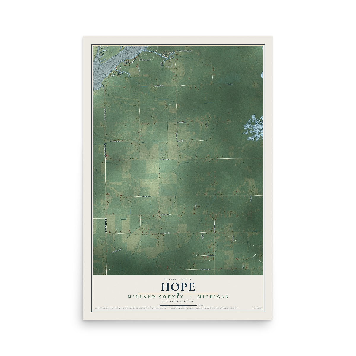 Map of Hope, Midland County, Michigan, 12 x 18 inch unframed archival matte print