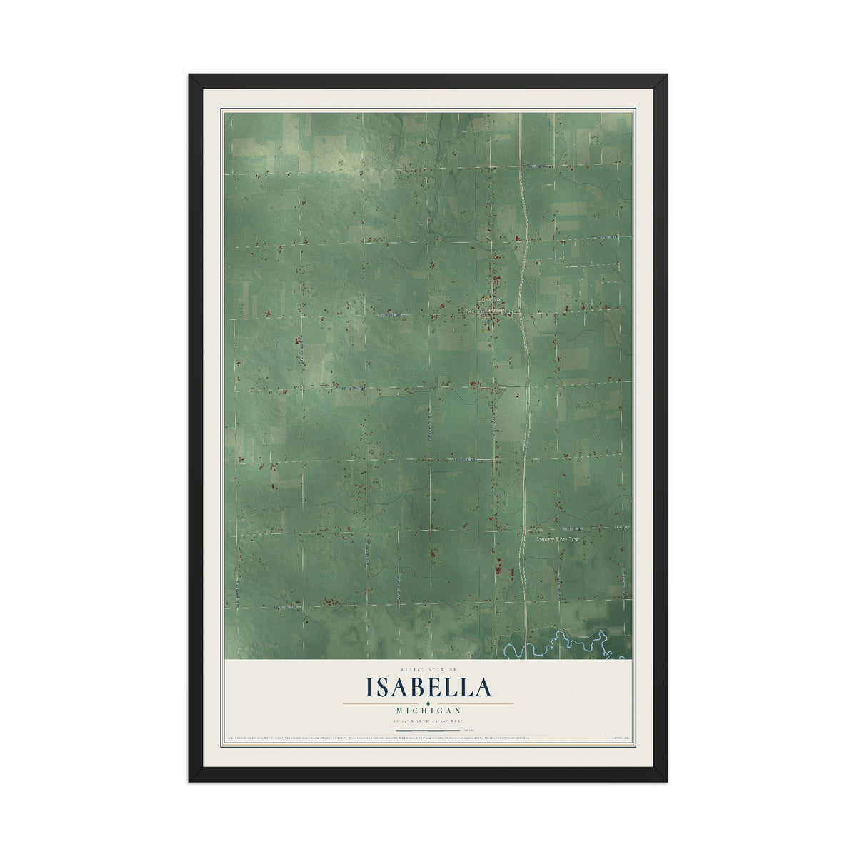 Map of Isabella, Michigan, 12 x 18 inch print in a black wood frame