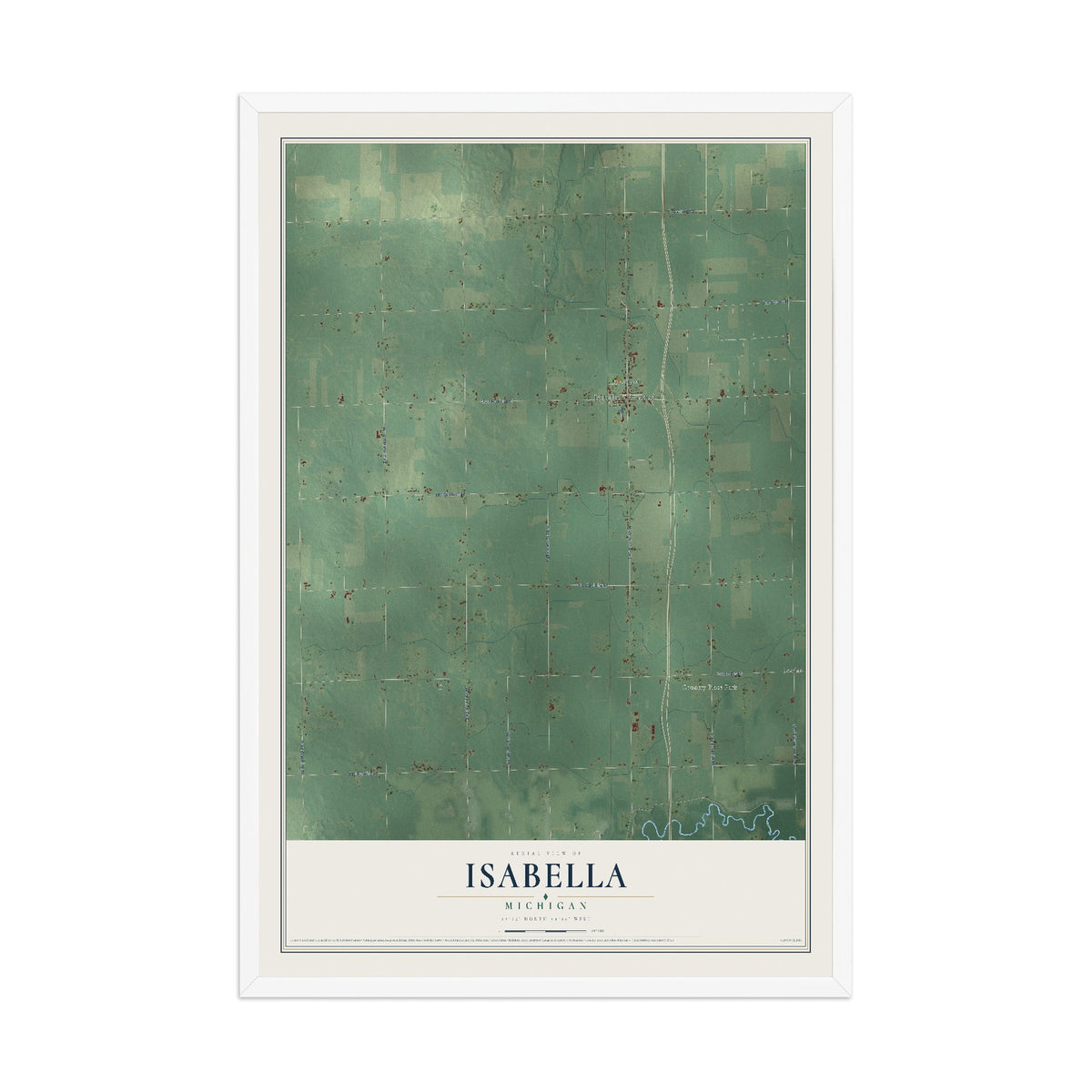 Map of Isabella, Michigan, 12 x 18 inch print in a white wood frame