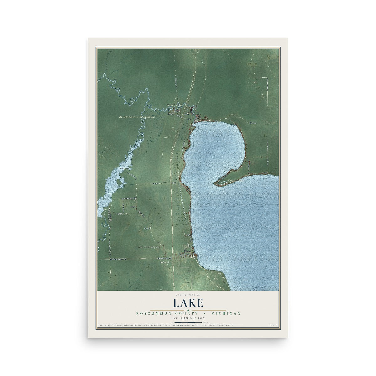 Map of Lake, Roscommon County, Michigan, 12 x 18 inch unframed archival matte print