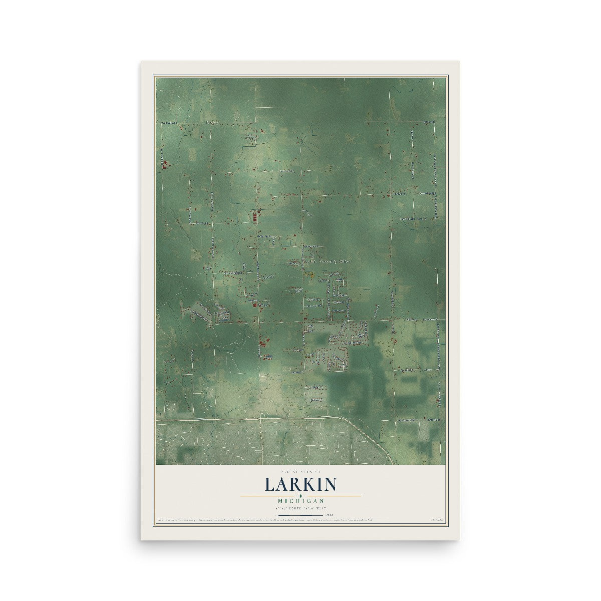Map of Larkin, Michigan, 12 x 18 inch unframed archival matte print