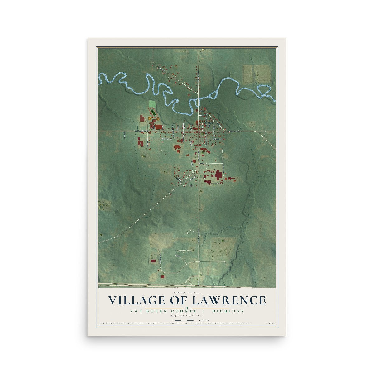 Map of Lawrence, Michigan, 12 x 18 inch unframed archival matte print