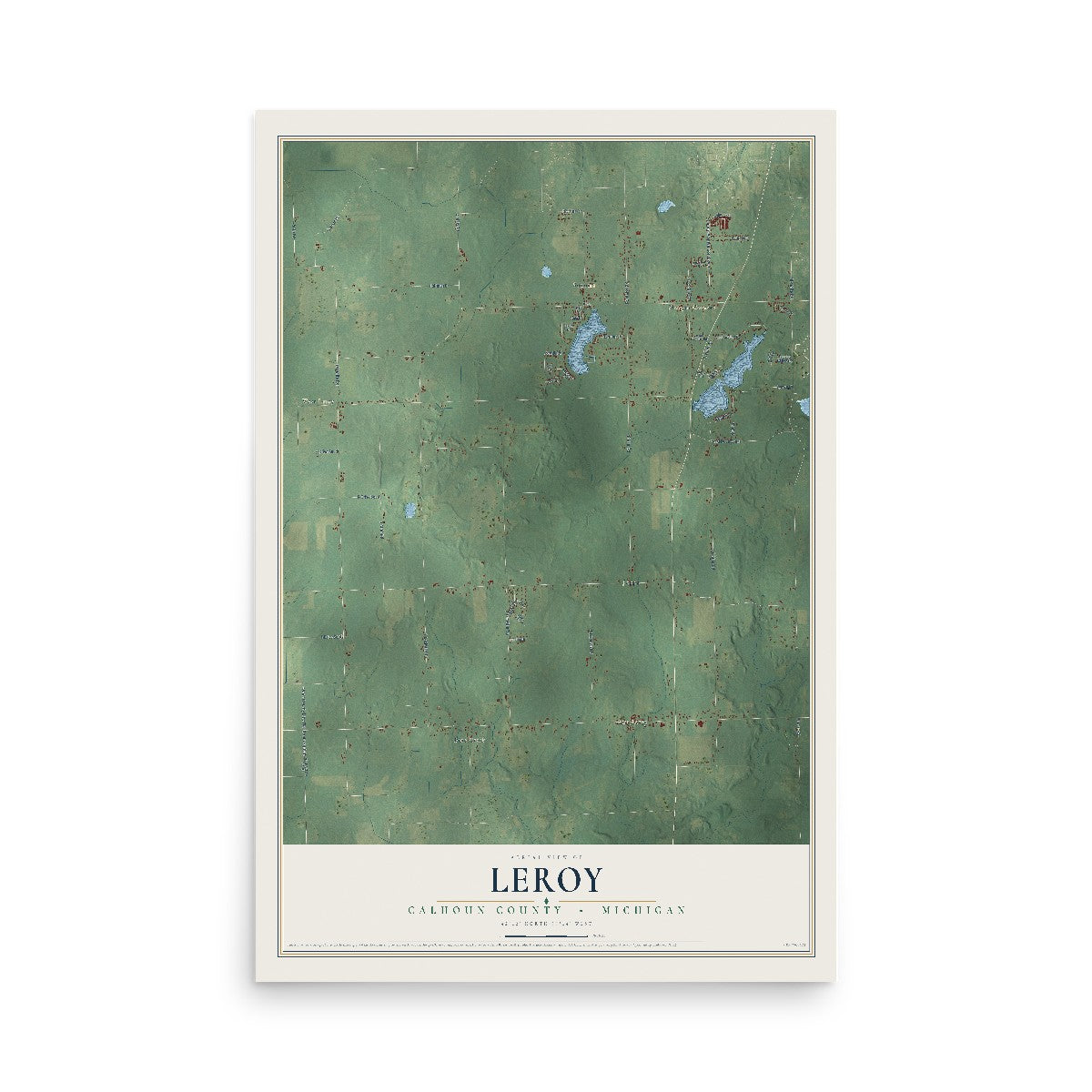 Map of Leroy, Calhoun County, Michigan, 12 x 18 inch unframed archival matte print