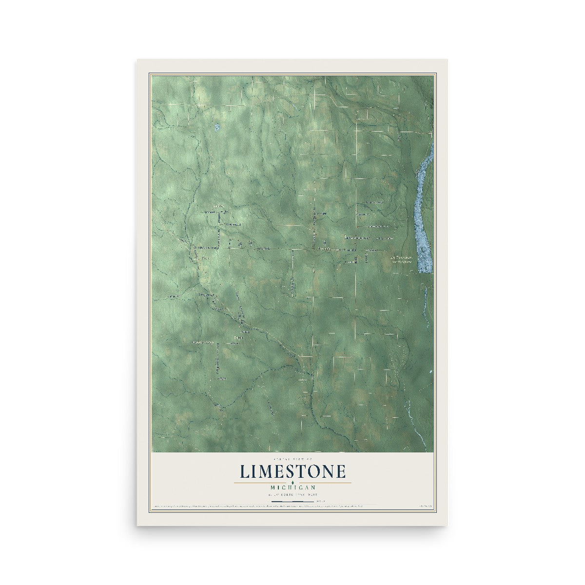 Map of Limestone, Michigan, 12 x 18 inch unframed archival matte print