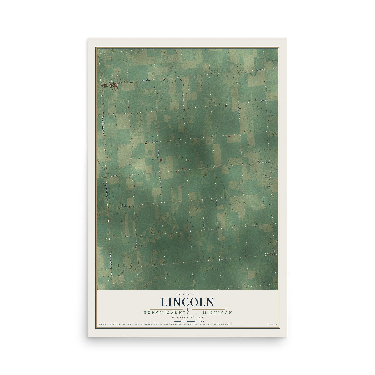 Map of Lincoln, Huron County, Michigan, 12 x 18 inch unframed archival matte print