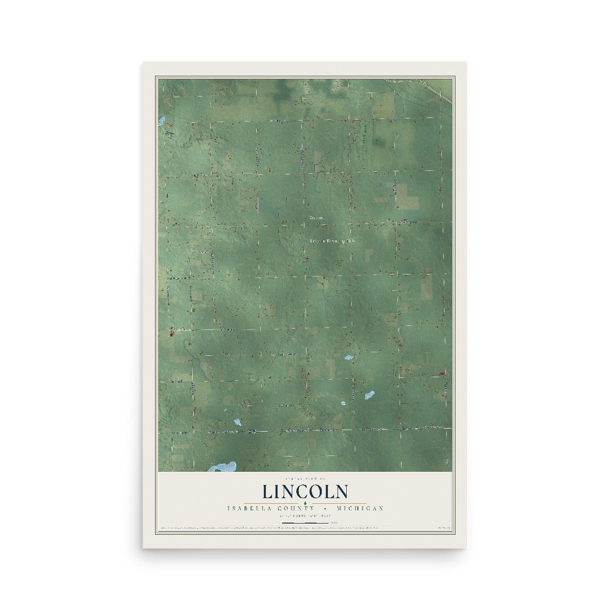 Map of Lincoln, Isabella County, Michigan, 12 x 18 inch unframed archival matte print