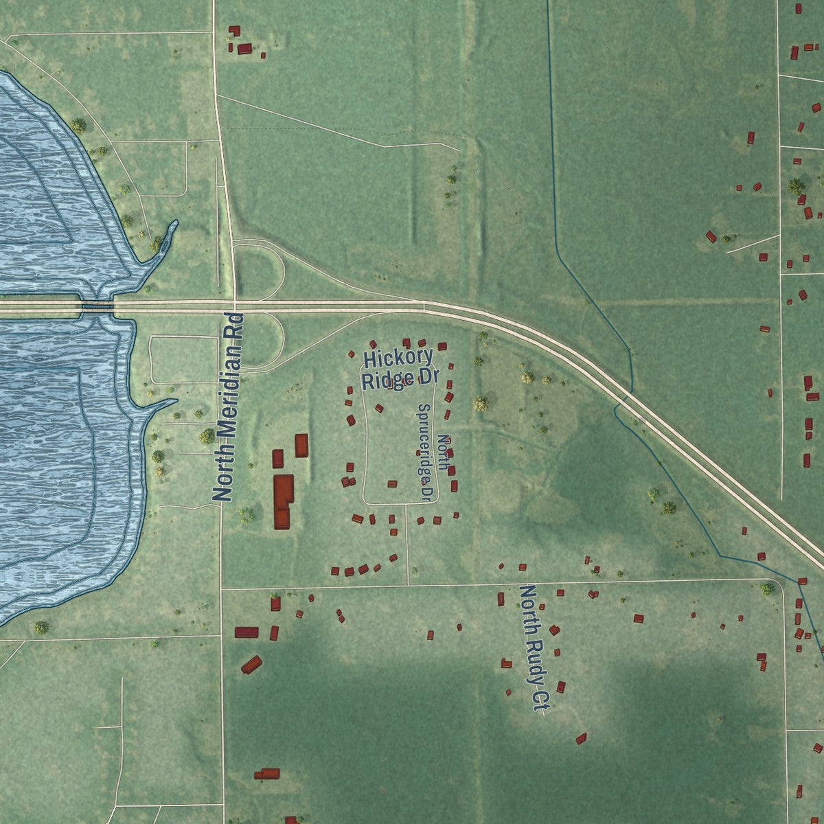 Close-up of the map of Lincoln Township, Midland County, Michigan print showing street and building detail