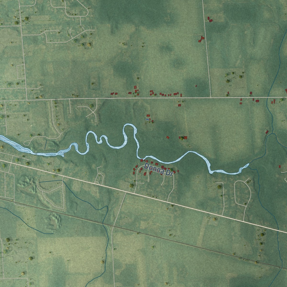 Close-up of the map of Locke, Michigan print showing street and building detail