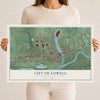 Map of Lowell, Michigan, 12 x 18 inch unframed archival matte print