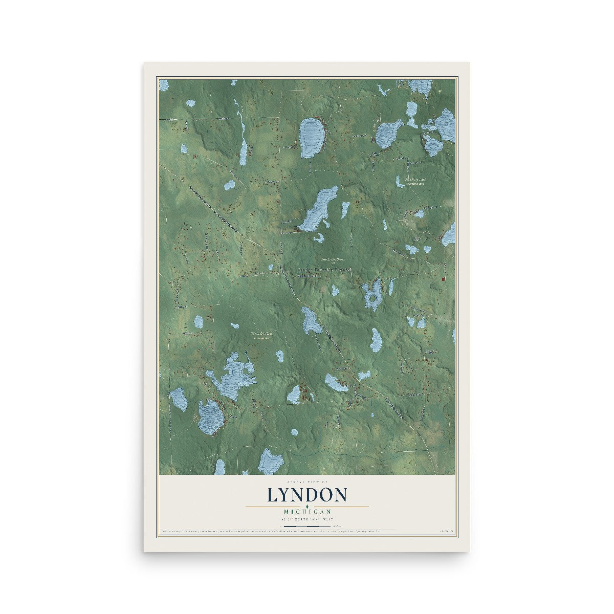 Map of Lyndon, Michigan, 12 x 18 inch unframed archival matte print