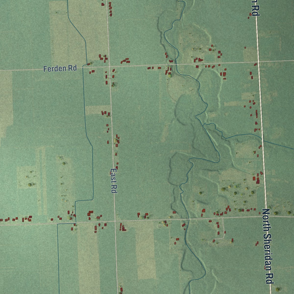 Close-up of the map of Maple Grove, Saginaw County, Michigan print showing street and building detail